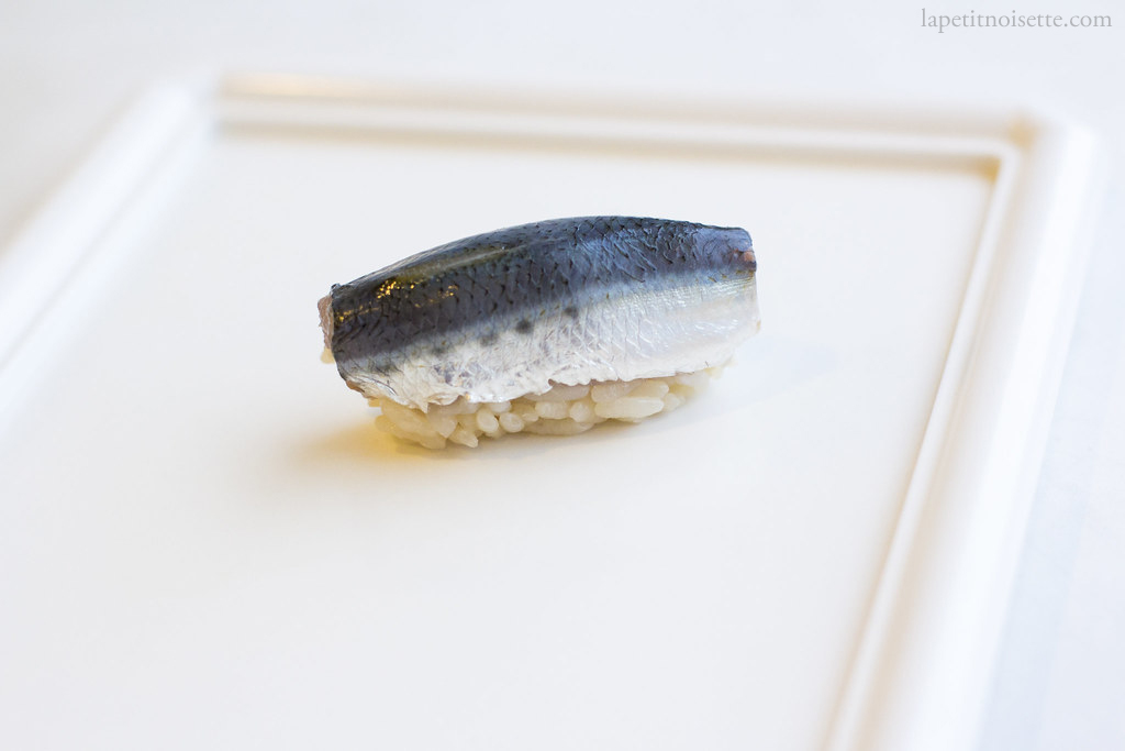 Sardine or iwashi nigiri.