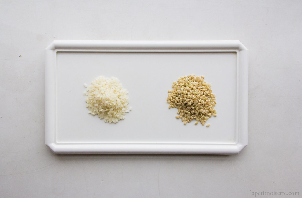 Rice before and after milling.