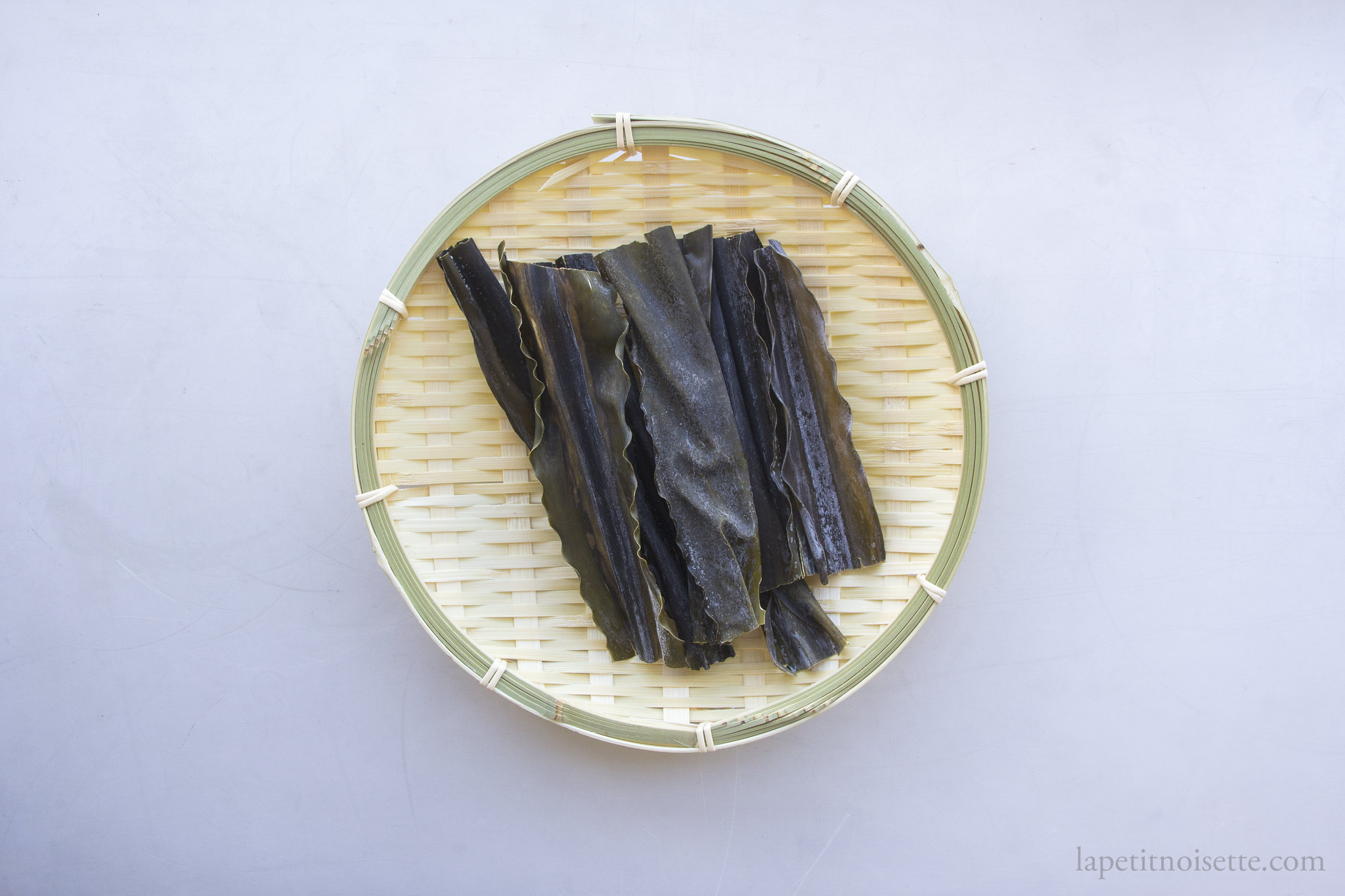 Dried Japanese kombu for making tamagokakegohan sauce.