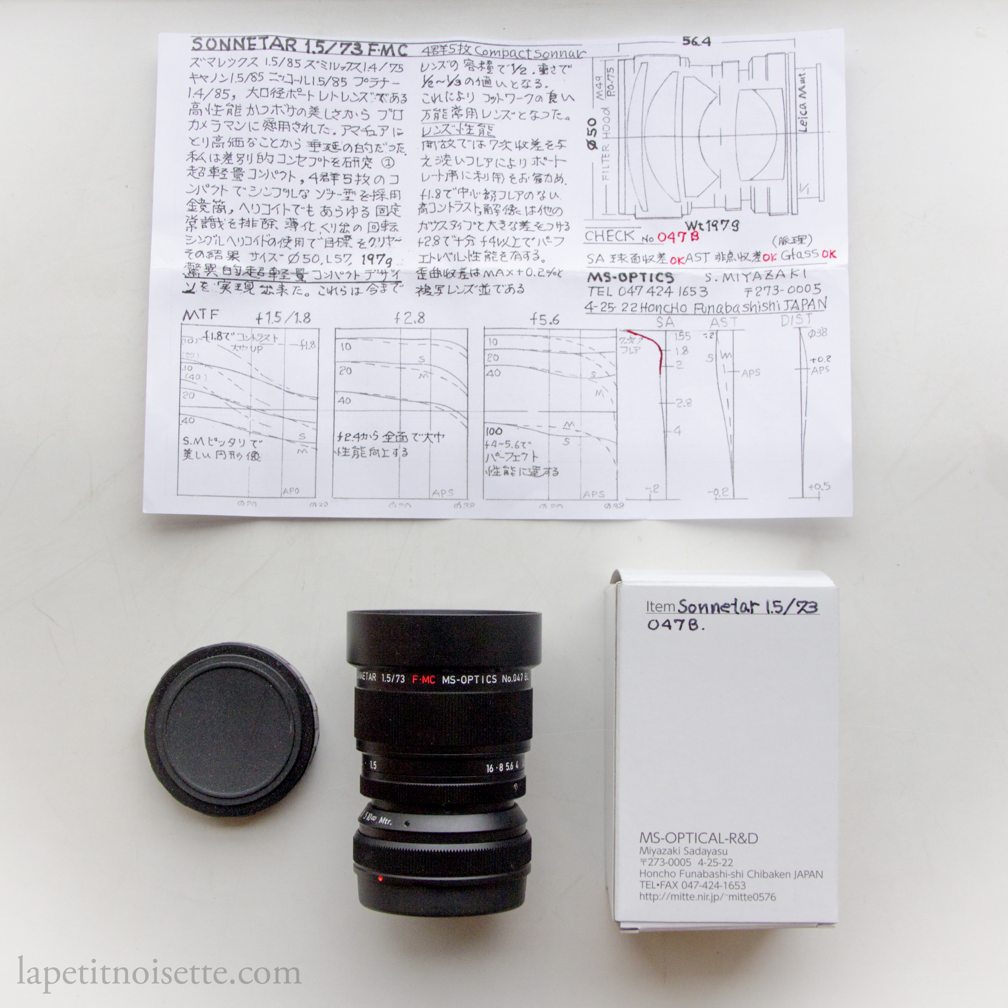 MS Optics Sonnetar 73mm f1.5 FMC.