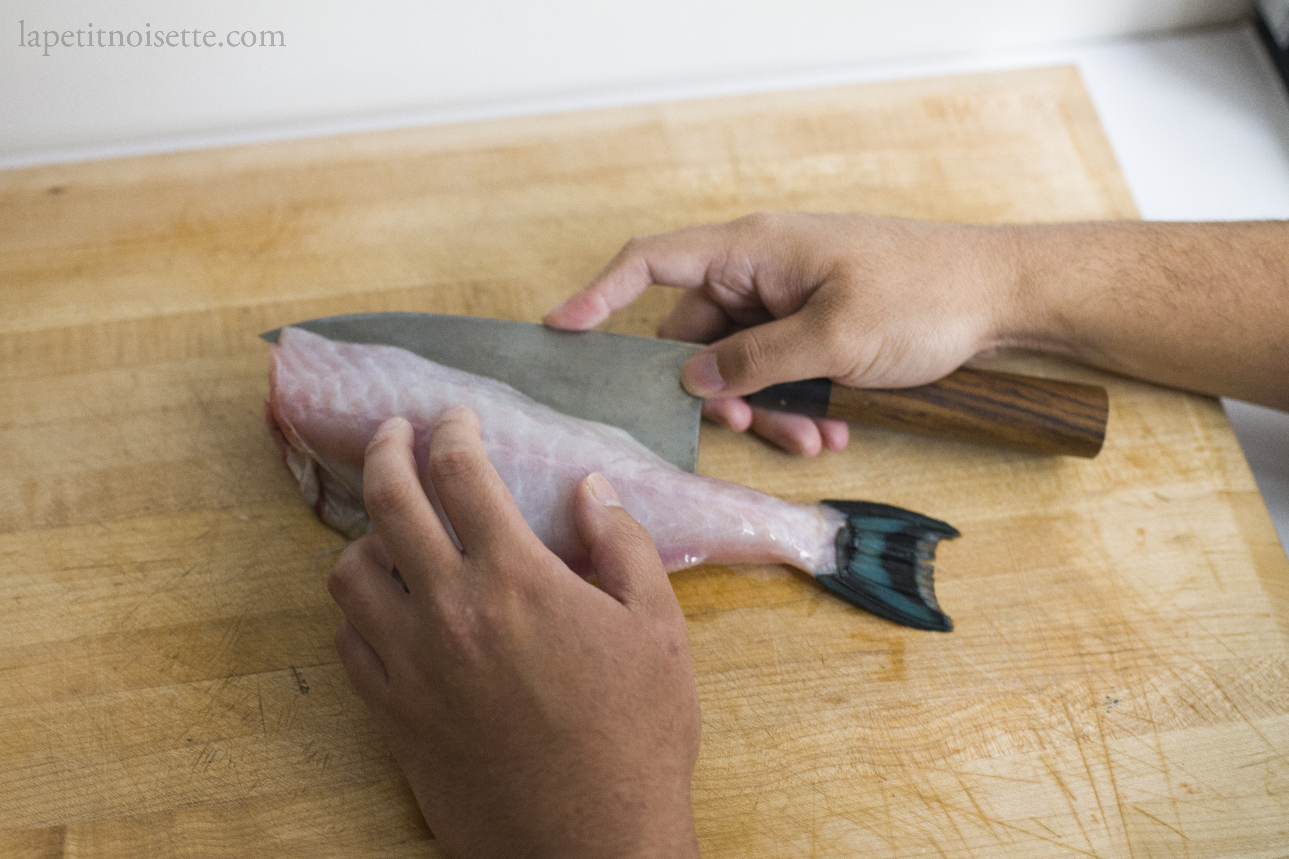 Filleting a kawahagi fish.
