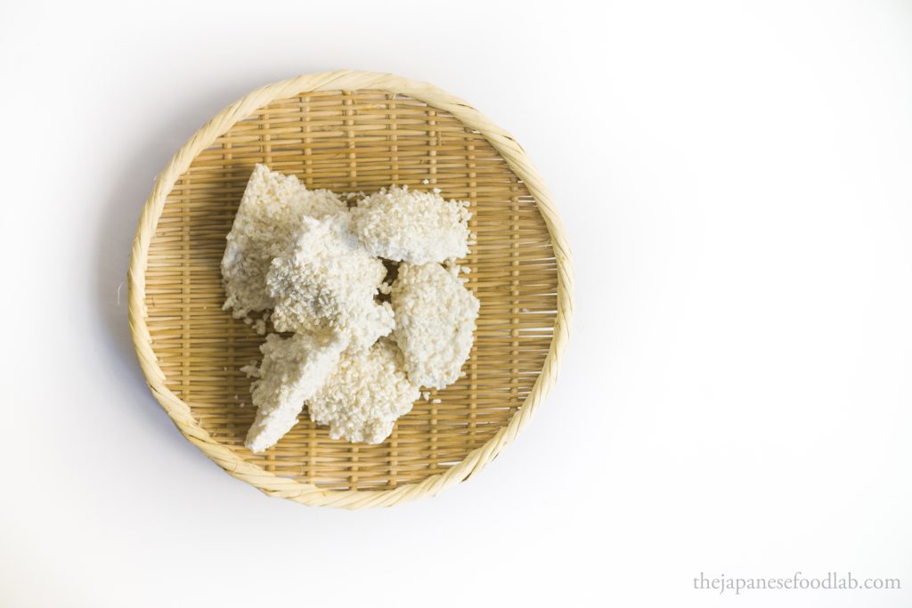 Freshly grown rice koji for making miso