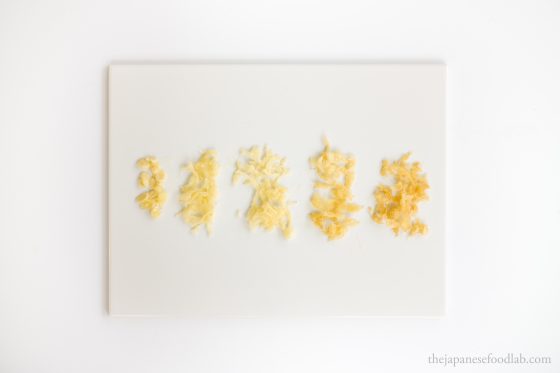 The change in texture of fried tempura batter with temperature.